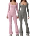 thumbnail image 2 of Jumpsuits for Women, 2PC Womens Casual Fashion Solid Color Waist Close-fitting Conjoined Long Pants, 2 of 5