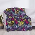 thumbnail image 3 of Honeii Retro Cassette Music print throw blanket, crafted from cozy cotton flannel, offers versatile home decor as a bedding suitable for all seasons.-50"x40", 3 of 6