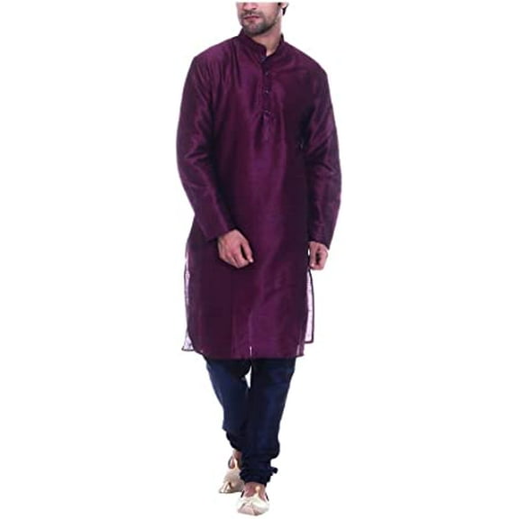 Royal Kurta Mens Silk Blend Kurta Churidar Purple