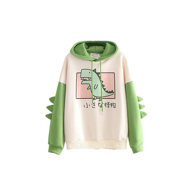 Fortune Sweat à Capuche Imprimé Dinosaure pour Femmes Manches Longues avec Cordon de Serrage