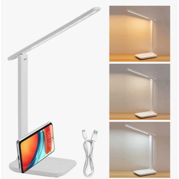 Lámpara De Escritorio Led Recargable Usb Blanco 4000mah Ángulo Ajustable Giratorias 3 Temperaturas De Color Luz Blanco Frío Blanco