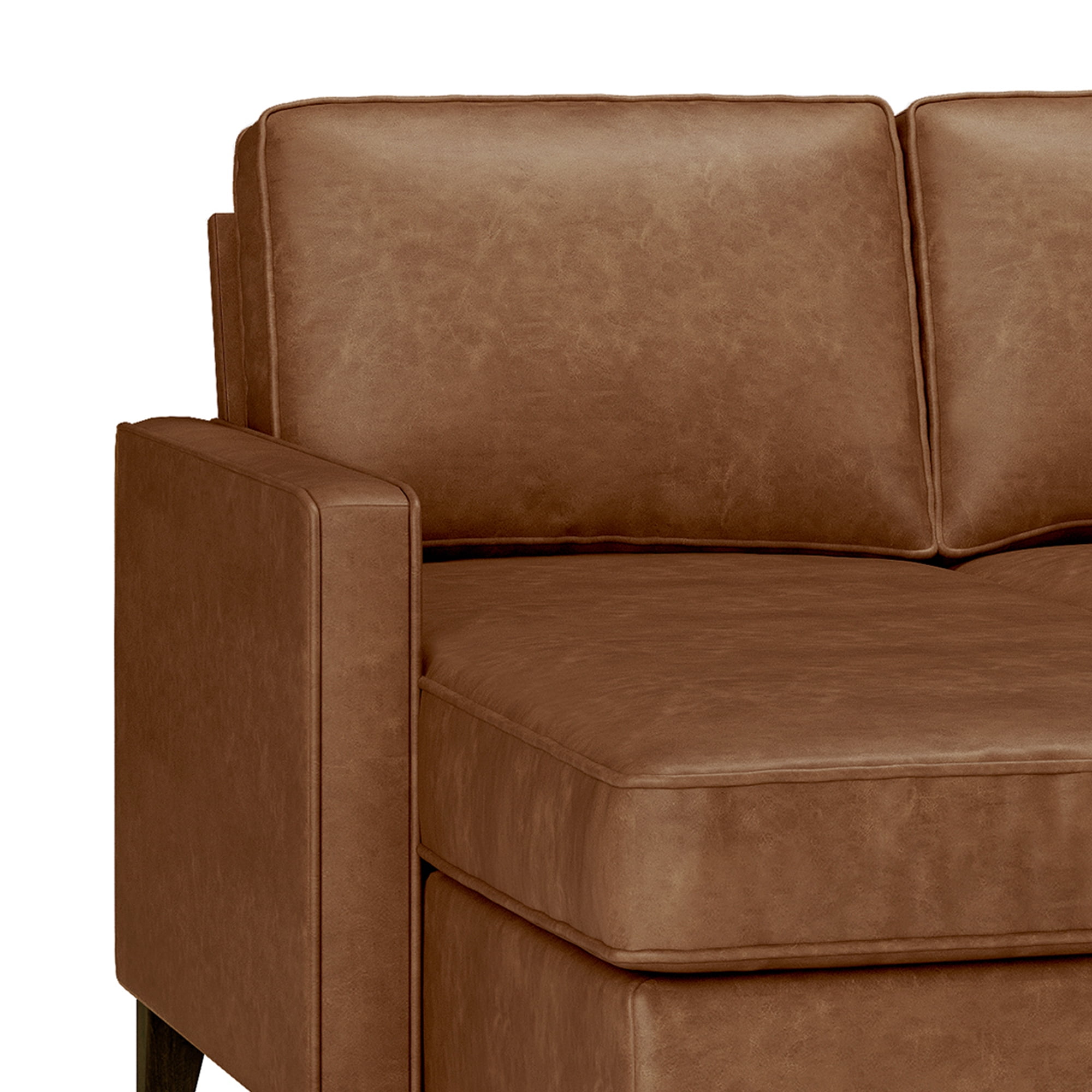 Jianna Faux Leather Reversible Sectional, Saddle Brown