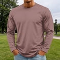 thumbnail image 5 of Men's T-Shirt Long Sleeve Crew Neck Casual Soft Basic Tee Shirts Light Brown M, 5 of 8