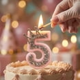 thumbnail image 4 of Birthday Candle Number Pink Glitter with Crown Cartoon Creative Party Cake Topper Decoration, Princess Numeric Candle for Celebration, Sparkling Birthday Cake Decor, 4 of 6
