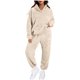 thumbnail image 1 of Traje pantalón informal de manga larga con capucha y bolsillos para mujer, de color liso - Tejido de poliéster - Tallas XS/S/M/L/XL/XXL, 1 of 4