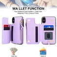 thumbnail image 4 of Wallet Case for Apple iPhone XS/ iPhone X, with Crossbody Shoulder Strap & Hand Wrist Cards Holder Zipper Pocket Stand Feature Full Protective Shockpoof Phone Case for iPhone XS/X, Lightpurple, 4 of 7