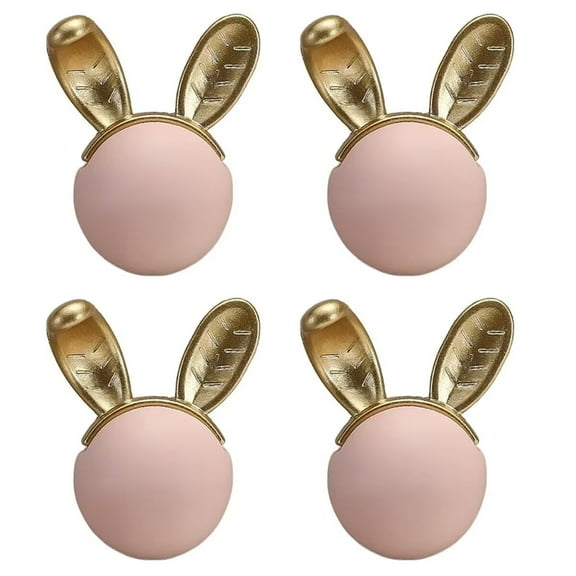 HDJNal 4 Set Pink Rabbit Shape Cabinet Handles Ceramic Drawer Handles Lovely Dresser Pull Handle Wardrobe Cupboard Door Hardware,Nursery Drawer Handles for Decor