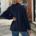 thumbnail image 6 of Womens Long Sleeve Tops Lace Hallowout Solid Blouses Casual Loose Fit Tunic Crewneck Waffle T Shirts Tops, 6 of 7