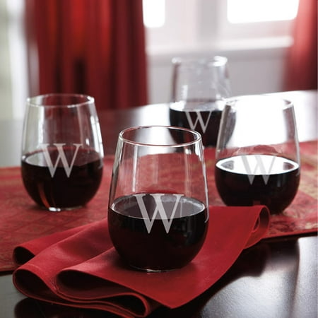 Personalized Stemless Wine Glasses, Set of 4
