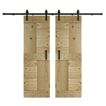 Coast Sequoia 48 in x 84 in S Series DIY Knotty Wood Double Sliding Barn Door With Hardware Kit (Unfinished)