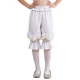 thumbnail image 4 of Aislor Girls Victorian Loose Pantaloons Medieval Solid Color Trousers Ruffled Lace Bloomers Beige 12, 4 of 7
