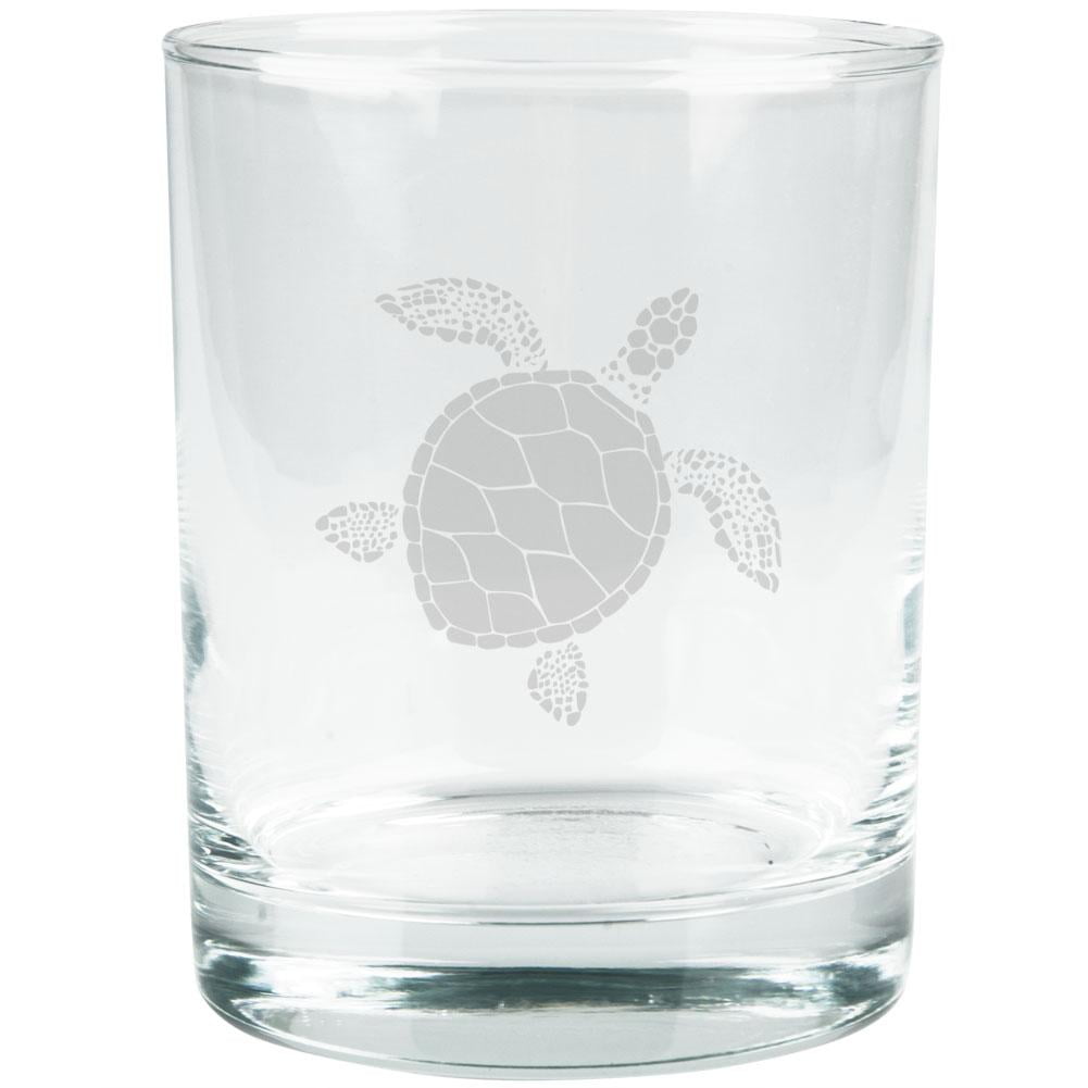 Summer Sun Sea Turtle Etched Glass Tumbler