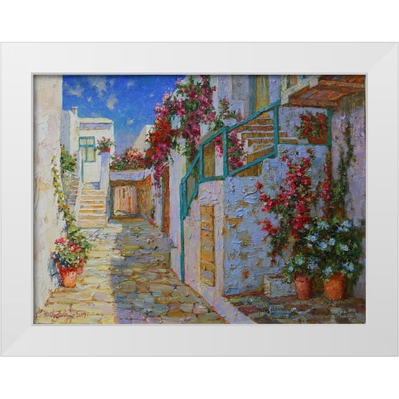 Obuchovsky, Yury 14x12 White Modern Wood Framed Museum Art Print Titled - Island Mikonos