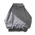 thumbnail image 2 of Gray Essentials Hoodie, Polyester Hoodies for Women, Women's Casual Solid Top Long Sleeve Loose Hooded Sweatshirt Top with Pocket L, 2 of 2