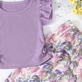 thumbnail image 3 of mgoYE Toddler Baby Girl Clothes Short Sleeve Ruffle Shirt Floral Pant Set 2 Piece Outfits for Girls Cute Clothing Set(Purple,9-12 Months), 3 of 3