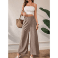 thumbnail image 4 of Pantalones de Mujer con Cintura Elástica Fruncida, Pierna Recta, Tiro Alto y Largos. Marrón XL, 4 of 8