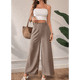thumbnail image 4 of Pantalones de Mujer con Cintura Elástica Fruncida, Pierna Recta, Tiro Alto y Largos. Marrón XL, 4 of 8