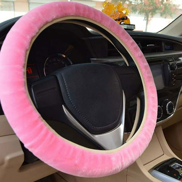 1x Red Car Steering Wheel Cover Plush Soft Non Slip Car