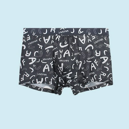 

ALSLIAO Mens Ice Silk Underwear Boxer Briefs Shorts Breathable Pouch Underpants Trunks Gray L