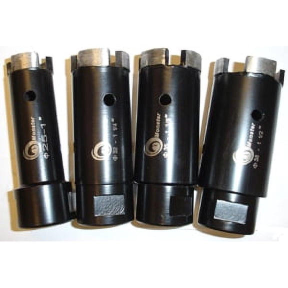 Monster 4 pc Set of Dry/Wet Diamond Core Bits / Granite Hole Saws