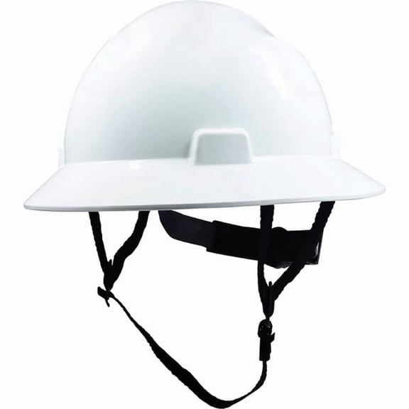 Caco America B3166734 Non-Vented Full Brim Hard Hat 4-Point Adjustable Ratchet Suspension - White
