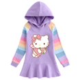 thumbnail image 3 of Hello Kitty-vestido de algodón con dibujos de arcoíris para niñas, suéter con capucha de manga larga, falda de princesa, ropa para niños, primavera y otoño, 3 of 5