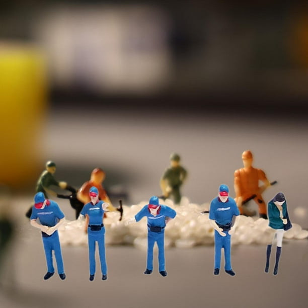 Modelo a escala 5x1/64, decoración pintada a mano, juguete para juego de imitación, figuritas de resina, modelo de personas pequeñas para mesa de aren conjunto azul