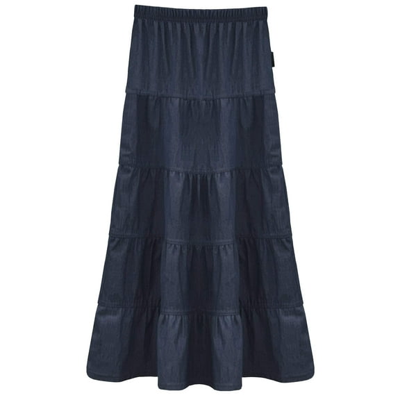 Girl's Ankle Length Long Denim 5 Tiered Skirt 4 to 18 years old