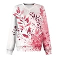 thumbnail image 5 of CLOISE Sweatshirts for Women Long Raglan Sleeve Pullover Tops Floral V Neck Shirts Fleece Loose Trendy Outdoor Fall Outfits with Pockets Red M, 5 of 5