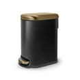 thumbnail image 1 of Bote de basura con pedal Acento de 5 L Basurero de acero inoxidable con tapa y cubeta interior extraíble Dorado con Negro, 1 of 10