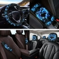 thumbnail image 4 of Yuyamidu Dolphin Blue Car Seat Cover with Steering Wheel Cover Hibiscus Headrest Covers Seatbelt Pads Handbrake Cover Armrest Cover Keychain Coasters 14pcs Auto Accessories, 4 of 7