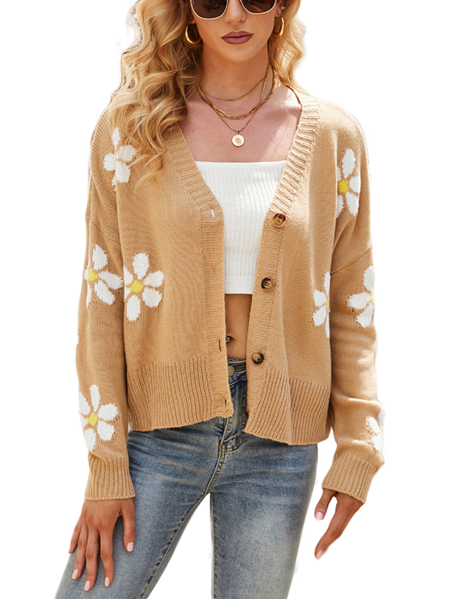 Women Preppy Style Casual Knit Cardigan 