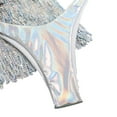 thumbnail image 4 of WREESH Womens Swim Skirt Bandeau Bikini Swimsuit Fringed Sequins 3-Piece Bra Bikini Suit Beach Bathing Suit Silver, 4 of 6
