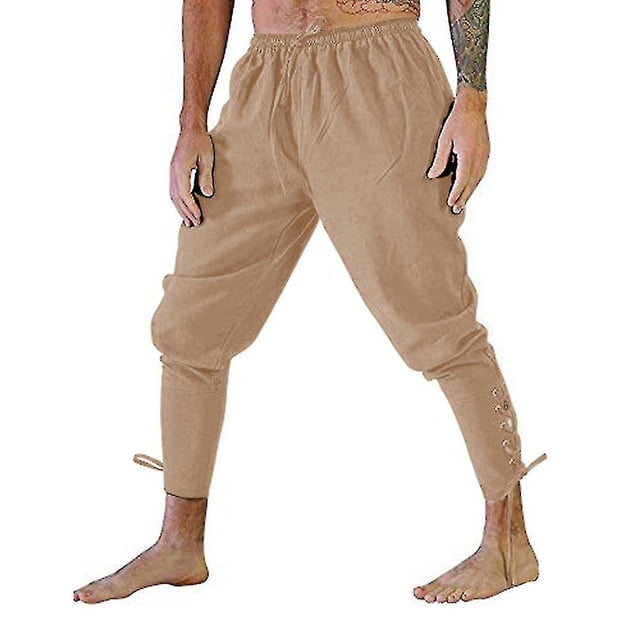 Halloween Christmas Mens Ankle Banded Pants Medieval Costume Trousers Renaissance Gothic Pants