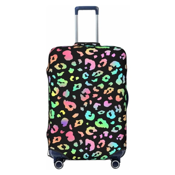 Travel Luggage Cover Protector - Trendy rainbow Leopard black Anti-Scratch Suitcase Covers Fits 18-32 Inch Luggage