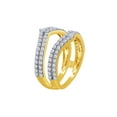 thumbnail image 2 of Round Shape White Cubic Zirconia Chevron Two Row Enhancer Guard 10k Yellow Gold Ring Size - 8, 2 of 3