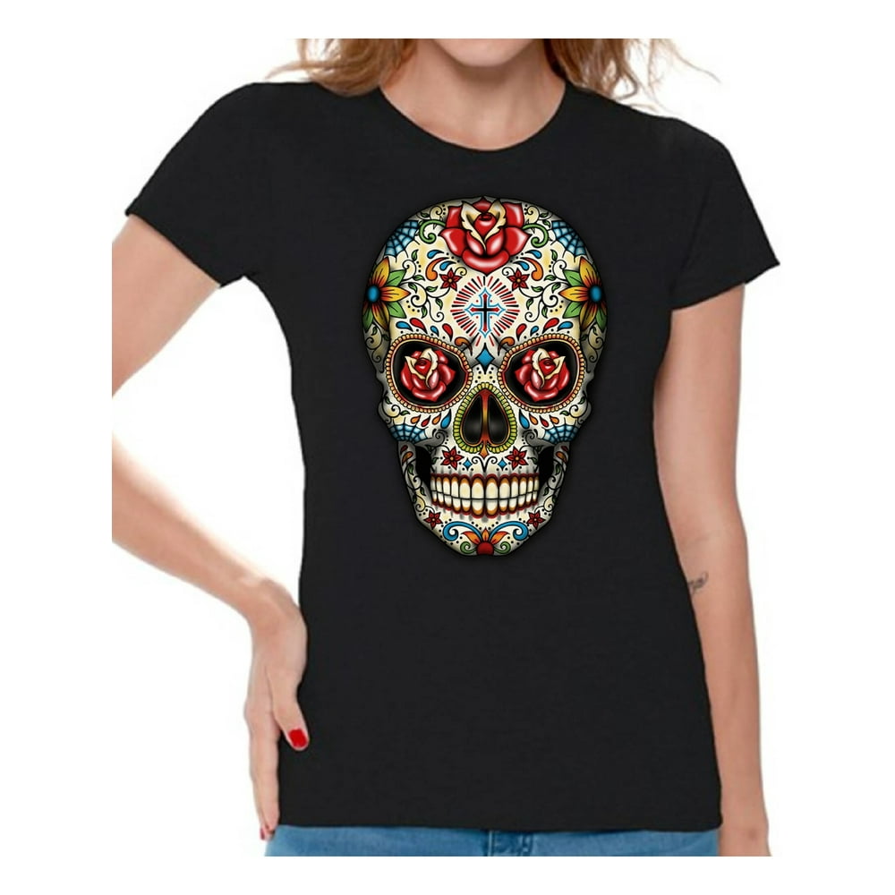 Awkward Styles Awkward Styles Colorful Skull tshirt top womens skull