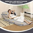 thumbnail image 4 of Folding Sofa Bed, Human Dog Bed for Adult with 6-Position Adjustable Backrest, Metal Frame & Handle, Lazy Floor Lounger for Living Room Bedroom, Apartment, Beige, 4 of 6