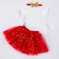 thumbnail image 5 of VNKIDY Girls Outfits New Year Baby Festive Set Letter Prints Ruffled Long Sleeve Bodysuit With White Star Tulle Skirt Matching Gold Bow Headband For Holiday Celebrations Fashionable Sets, 5 of 5