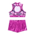 thumbnail image 5 of DPOIS Girls Kids Jazz Hip Hop Dancewear Shiny Sequins Crop Top Shorts Set Gardenia Rose 8, 5 of 7