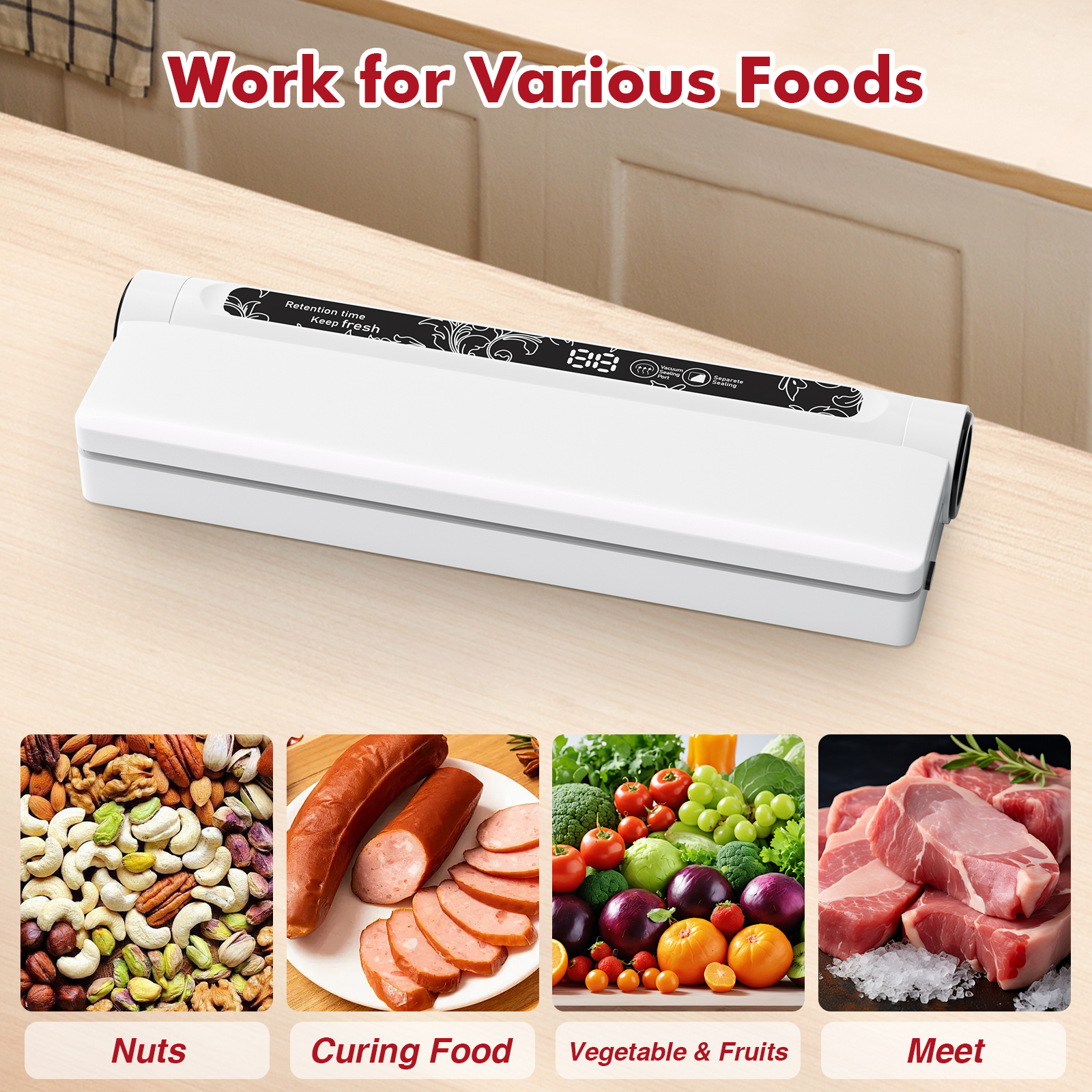Vacuum Sealer,Equipped With 20 Vacuum Sealed Bags,Fully Automatic Dry and Wet Dual use Food Vacuum Sealer Machine