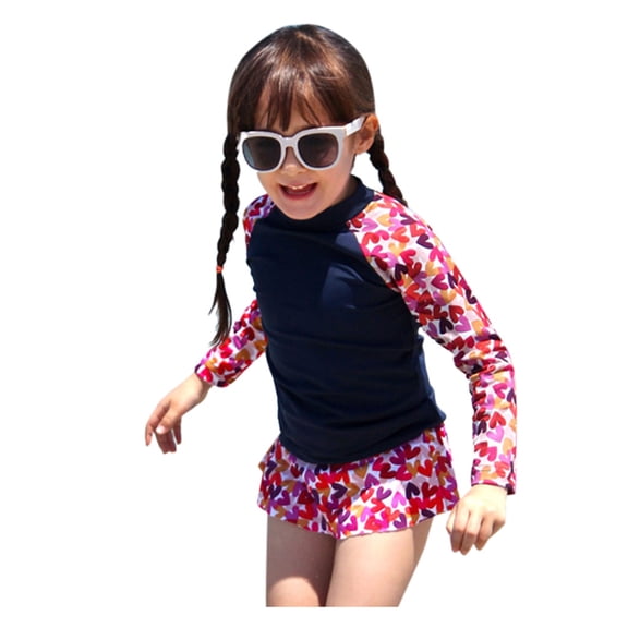 EnJoCho Toddler Girls Swimsuit Long Sleeve Rash Guard U𝖯F 50 Sun Protection Quick-Dry Bathing Suit 𝖴𝖵 Protective Beach Swimwear Summer Bodysuit