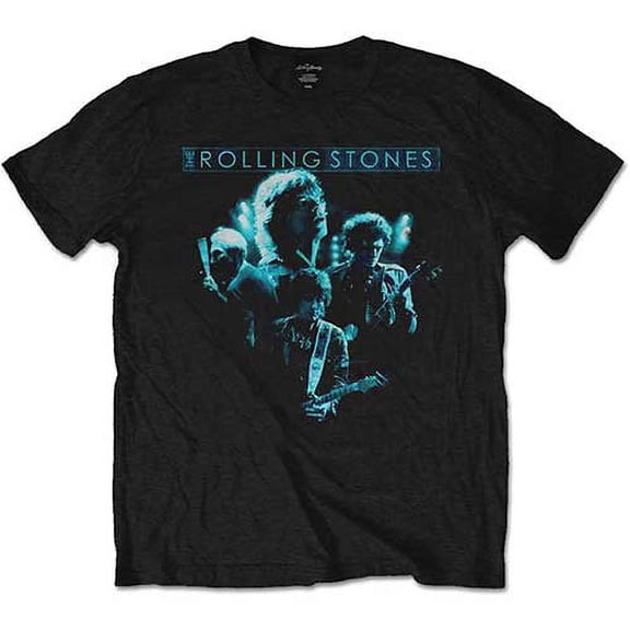 The Rolling Stones T Shirt Band Glow Distressed Logo Official Mens New Black