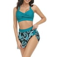 thumbnail image 6 of Blotona Mommy and Me Summer 3PCS Swimwear Sets Solid Color Sling Vest + Floral Leaf Lemon Print Skirt + Thong, 6 of 10