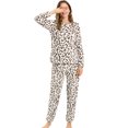 thumbnail image 1 of Pijama De Franela Lindo Impreso Manga Larga Top Y Pantalones Para Dormir Ropa De Dormir Suave Conjuntos Invierno Para Mujeres Leopardo M, 1 of 6