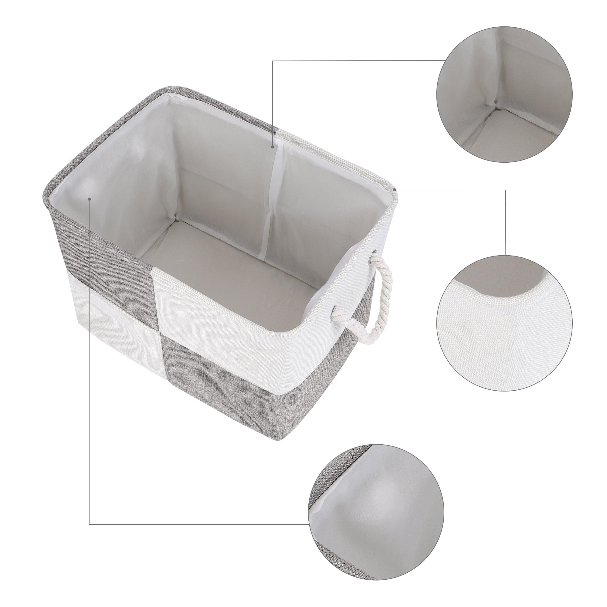 Unique Bargains Cotton Storage Bin with Handles Gray 15.7*11.8*11.8in