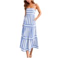 thumbnail image 7 of Generic 2025 Summer Dresses Striped Sleeveless Suspender Backless Swing Casual Long Dress, 7 of 7