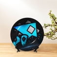 thumbnail image 3 of Lsque Geometry Dash Pattern Ceramic Decorative Plate Decorative Plates with Display Stand Personalized Porcelain Plate Ceramic Ornaments for Wall Hanging Decoration-10in, 3 of 6