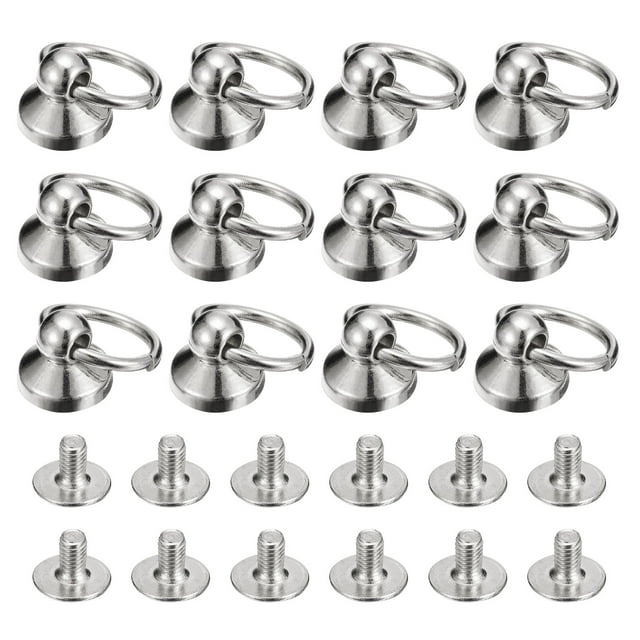 Unique Bargains 6x10mm Ball Head Stud Rivets Screw Back with O Ring, 12Pack Button Nipple Rivet, Silver Tone