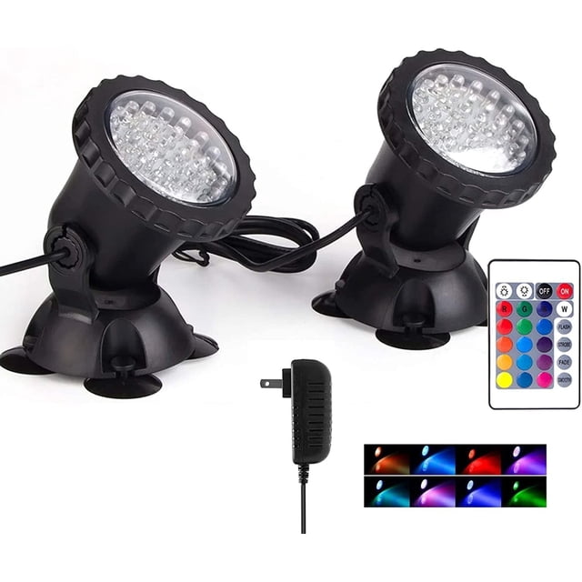 Luces De Estanque,Luz De Piscina,Cambian De Color,Luz SubacuáTica,IP68, Impermeables,36 Led Sumergibles Con Control Remoto,Multicolor,Ajustable Y Regulable,Para Acuario,Tanque,JardíN (2)